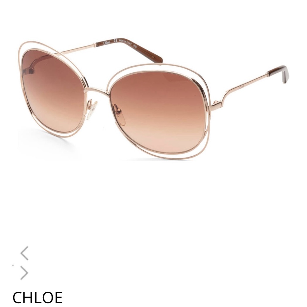 Authentic Chloe Carlina Gold Aviator Sunglasses Original Case Included